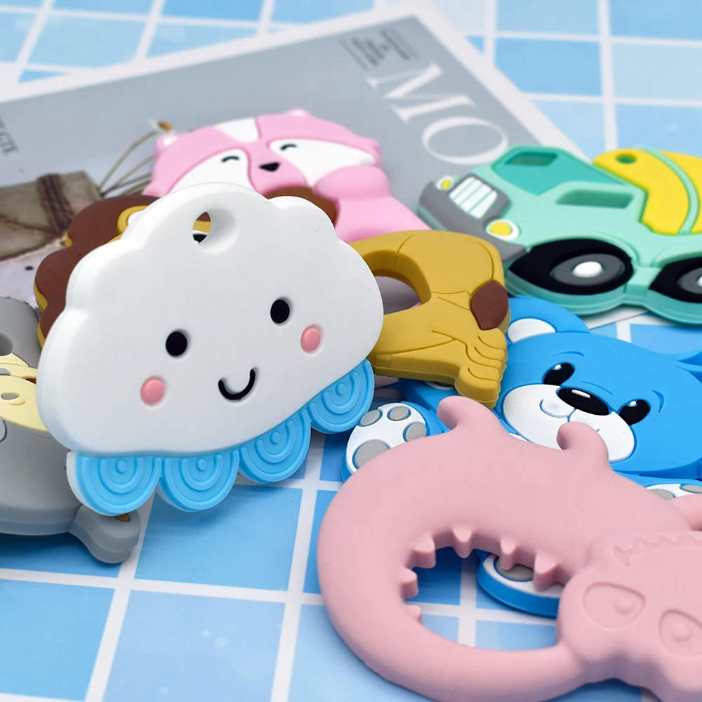 Silicone Teething Toys Baby Teething Toys for Cartoon Silicone Teether BPA-Free Chewing Molar Teething Toy Pacifier Chain DIY