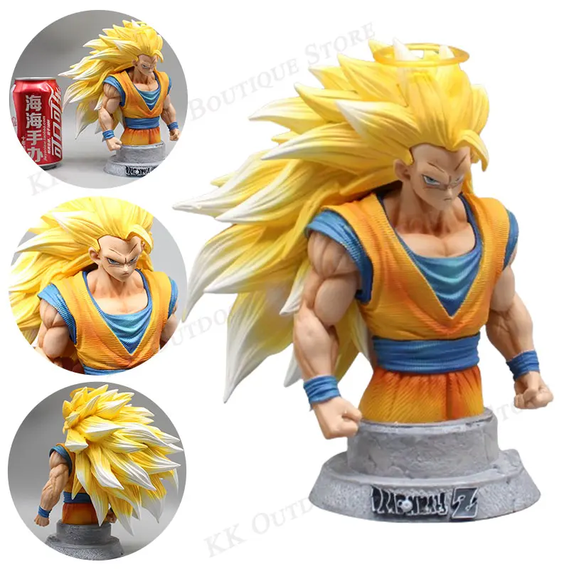 

В наличии Dragon Ball Son Goku фигурка Аниме Супер сайян бюст SSJ3 GK Коллекционная модель игрушки кукла настольное украшение детские подарки