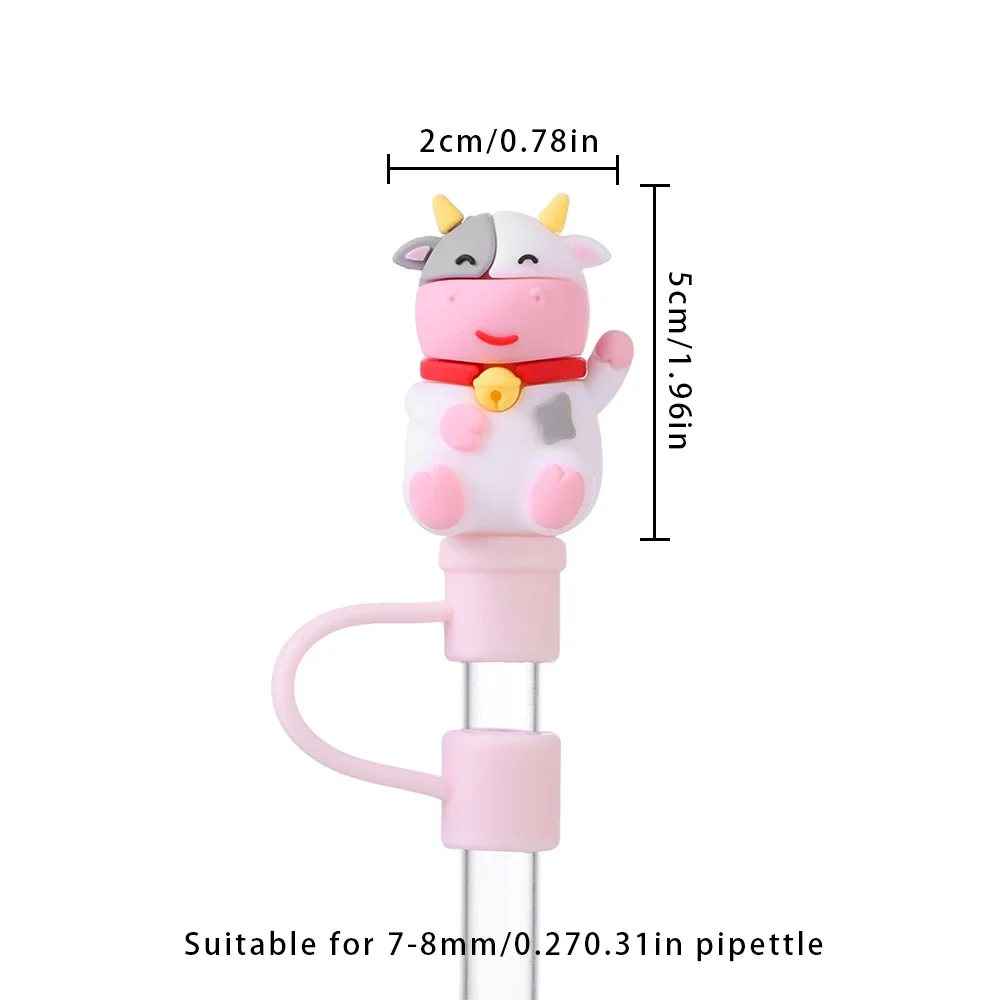 Straw Tips Cover Cute Silicone Splash Proof Drinking Cap for Glass Tumbler Dust-proof Straw Plugs for 6-8 mm Straws straw cover