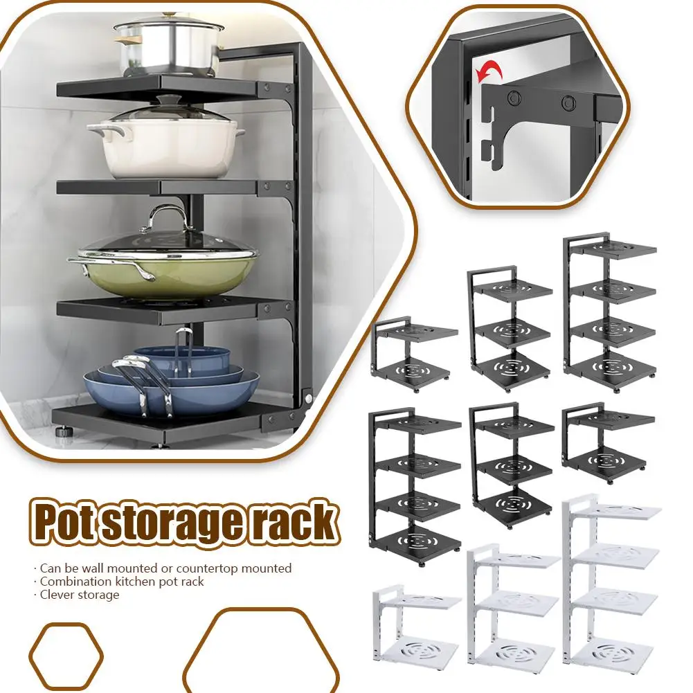 

Kitchen Rack Household Floor-standing Multi-layer Pot M-functional Space Under Cabinet Pot Storage Rack Rack Save Layered S X9S8