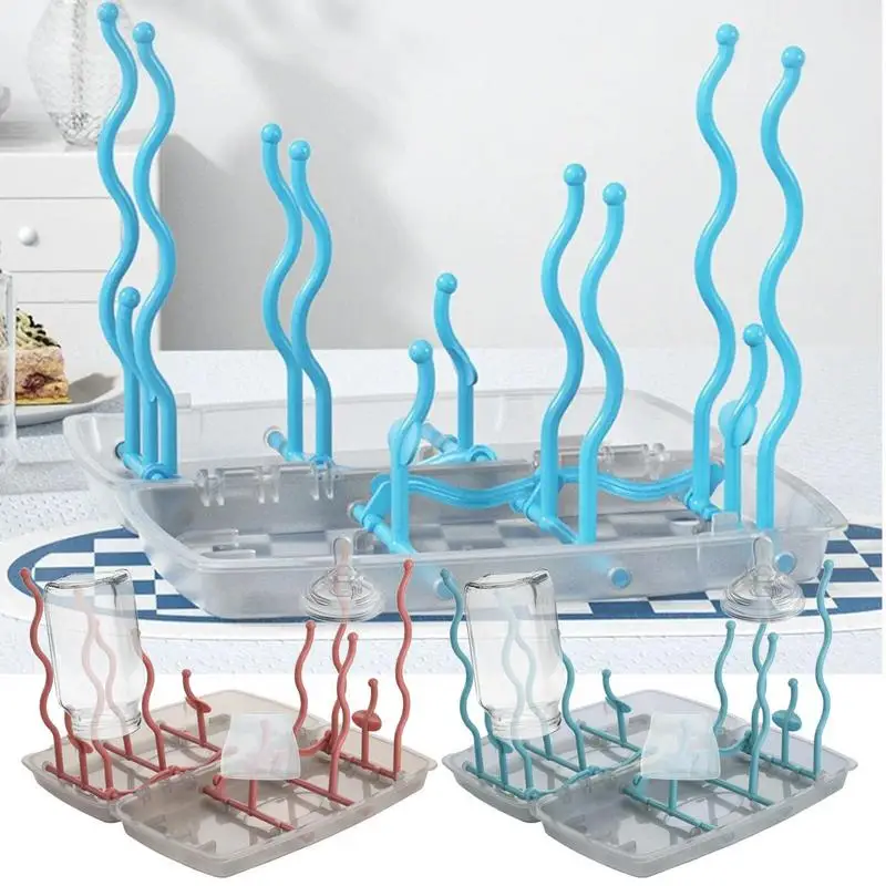 

Feeding Cup Holder Multifunctional Filter Rack With Removable Drip Tray Baby Bottle Drying Rack Cleaning Pacifiers Drying Shelf