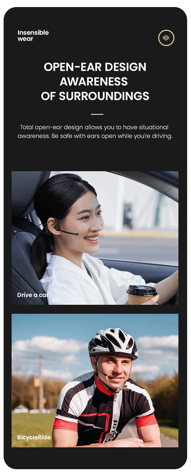 EASYBUDS Handsfree Bluetooth Air Bone Conduction Earp With Noise Cancelling Boom Microphone Business Open Ear_voghion.com