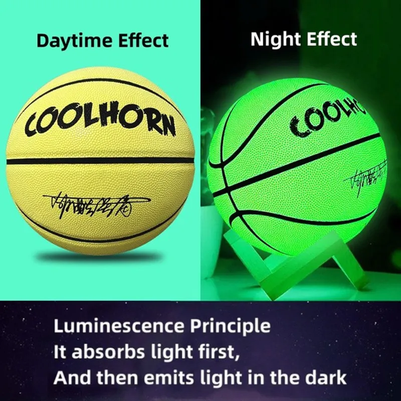 Glow In The Dark Basketball Regular Size 7# Hygroscopic Streetball Light Up Basketball Ball for Night Game Gift