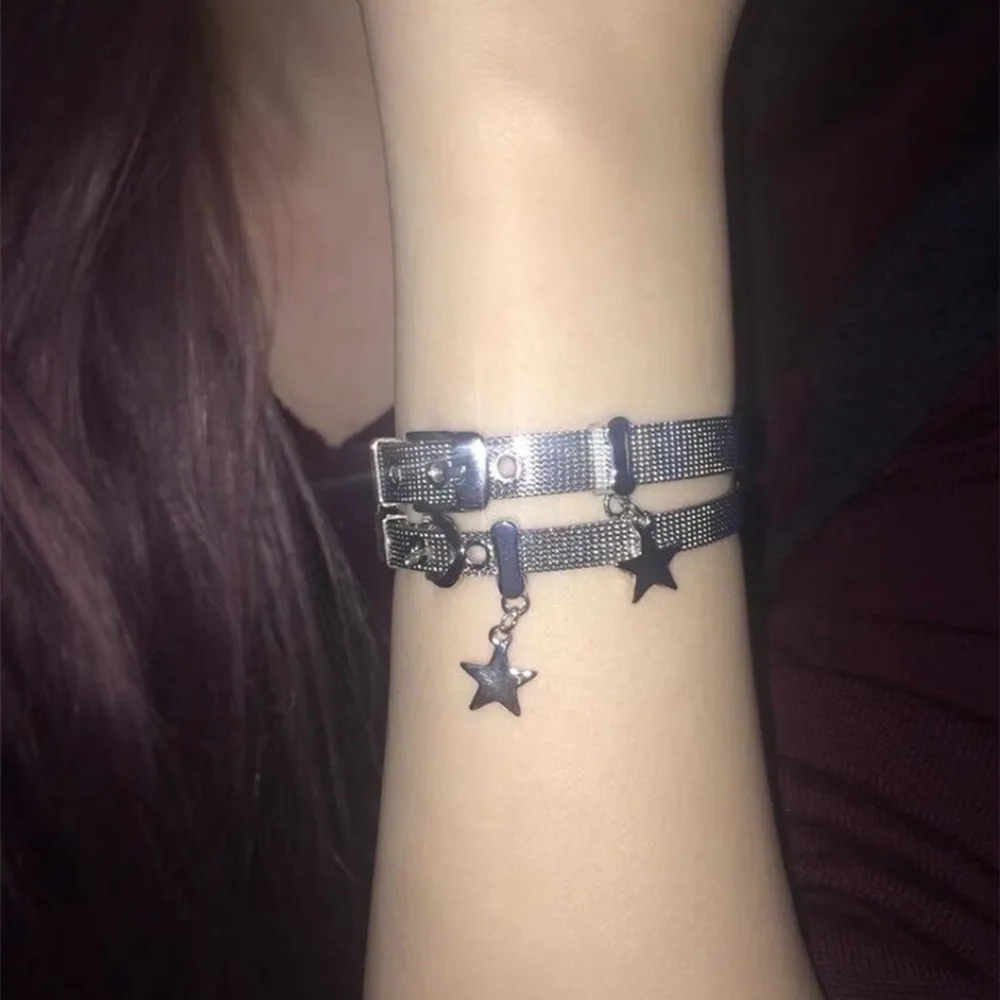 Bracelet Jewelry Y2K Harajuku Star Charms Titanium Steel Belt Bracelets Bangles for Women Egirl Punk Cool Pentagram Bracelet On Hand New Jewelry