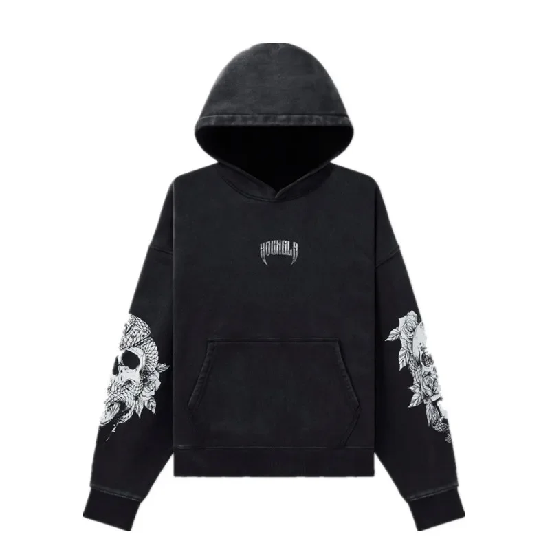 Men Hooded Sweatshirt Younglaa American Style Vintage Trendy Men's Hooded Sweatshirt Autumn/Winter Sports Fitness Running Training Hooded Sweatshi