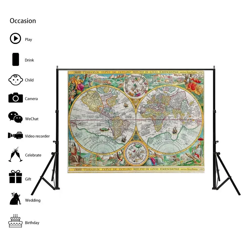 Orbis Terrarvm Typvs De Integro Multis In Locis Emendatus 1594 Non-woven World Map Retro Map For School And Learner 150x225cm
