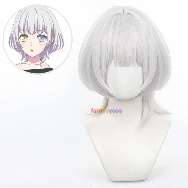 

BanG Dream! It's MyGO Rana Kaname Cosplay Wig 40cm Short White Gray Hair Anime Heat Resistant Synthetic+Wig Cap Role Play Prop