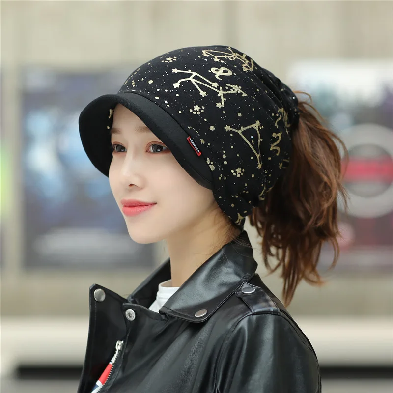 

Constellation Peaked Cap New Hat for Ladies with Rim Warm Fashion Hat Multifunctional Outdoor Cold-proof Hat Visors