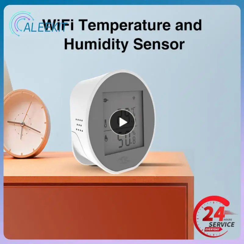 

Беспроводной смарт-датчик температуры и влажности Tuya, Wi-Fi, работает в помещении с Alexa Home и поддержкой приложения Smart Life