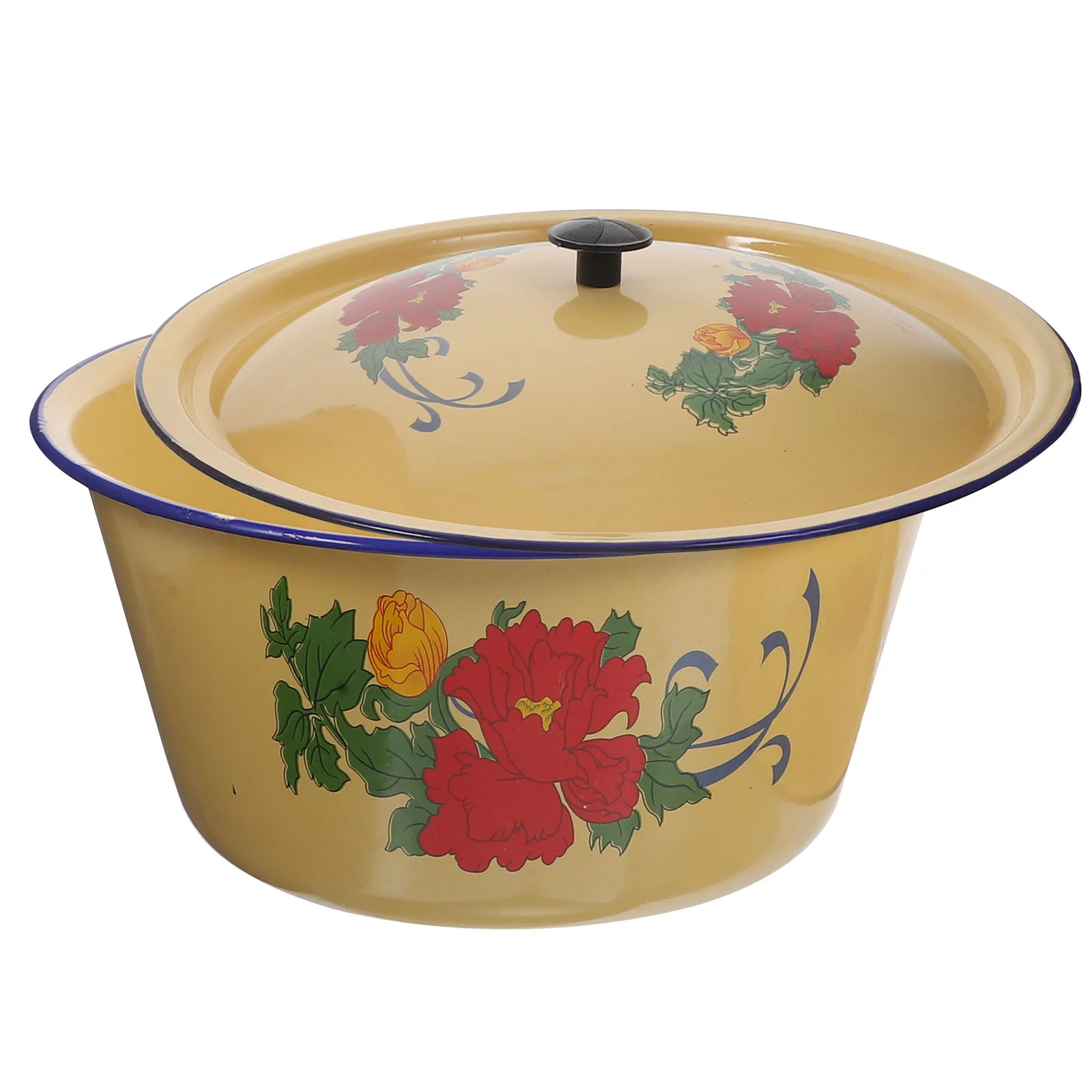 

Enamelware Serving Bowl Soup Pot Ramen Bowl Lid 26Cm Vintage Enamel Mixing Bowl Salad Bowl Pasta Soup Bowl Enamel Wash Basin