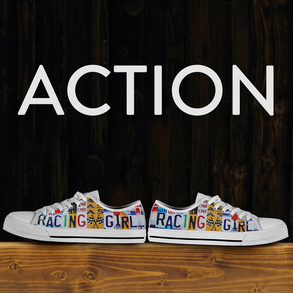 License Plate Racing Girl White Vulcanized Sneakers Comfortable Shoes Women Autumn Spring Fashion Sneakers