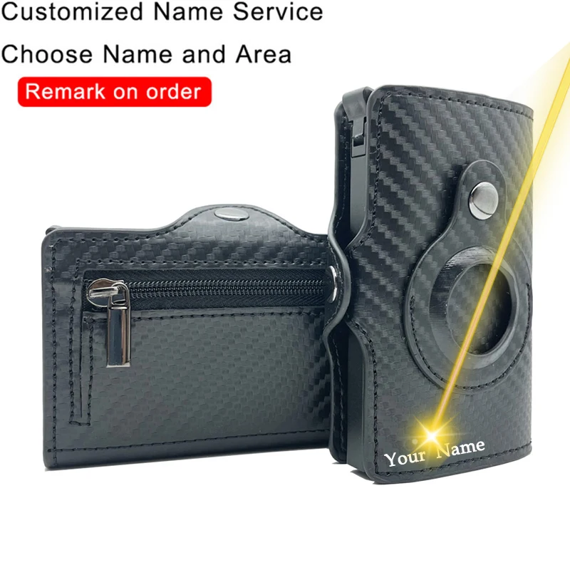 Nome Personalizzato Porta Carte Rfid Uomo Airtags Portafoglio Fermasoldi Portamonete In Pelle Portafogli Sottili Per Apple Airtags Tracker Card Holder