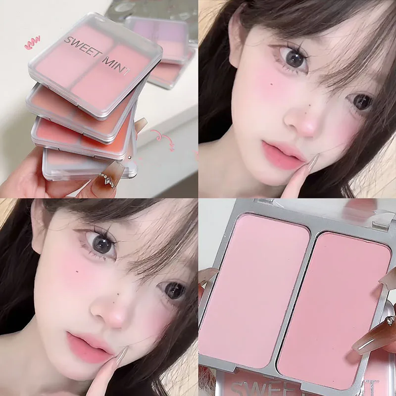 Powder Blusher Blush Powder Blush Plate Facial Blusher Two-tone Blush Powder Palette Natural Matte Brighten Skin Blusher Milk Peach Pink Purple Apricot Rubor Rouge Korean Dupes Makeup