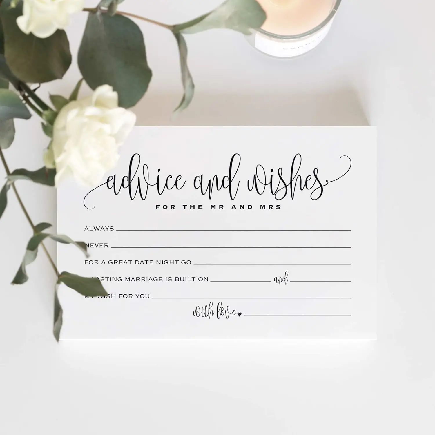 50Pcs Wedding Well Wishes Cards Advice Cards Note Marriage Advice Reception Decor for Bride and Groom Newlyweds Bridal Shower