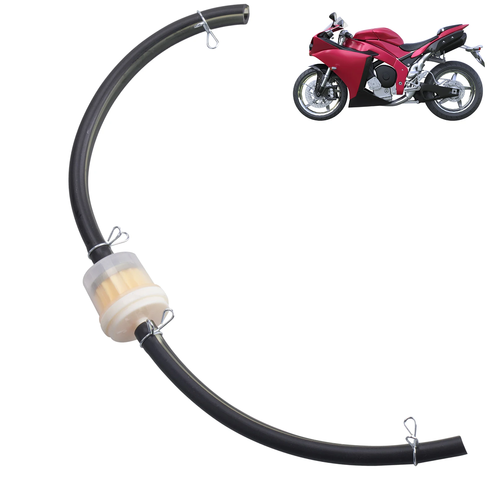 

Universal 5mm Inline Petrol Gasolines Liquid Fuel Oil Filter Pipe Hose With Metal Clips For 49CC-160CC Motorcycle Motocross ATVs