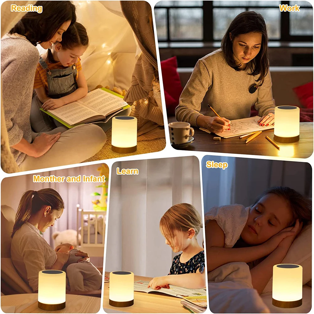 Touch Lamp LED Table Lamp Bedside Lamp RGB Table Lamp Bedroom Lamp with Touch Sensor Portable Desk Lamp RGB Light for Kids Gifts images - 6