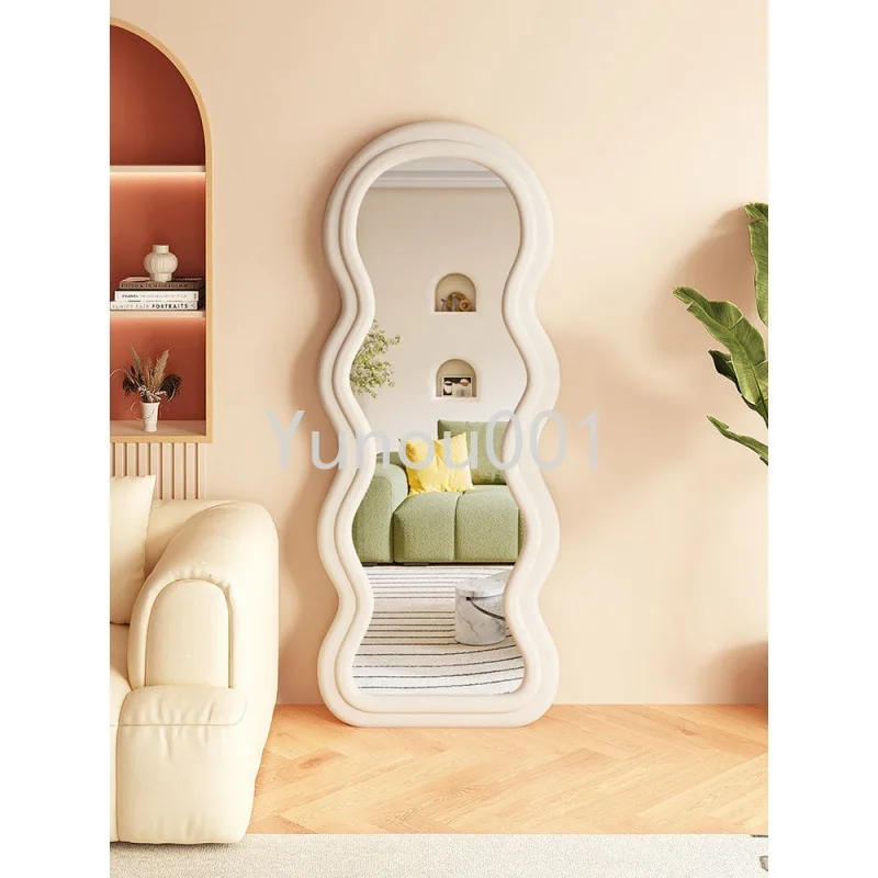 

Ins Style with Irregular Wave Mirrors. Household Full Body Makeup Mirror, Bedroom Wall Mounted Dress