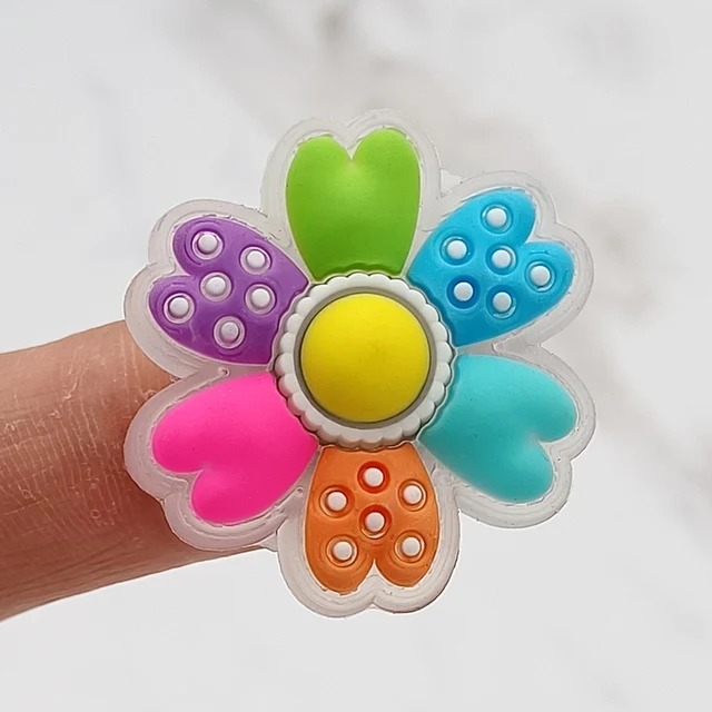 Translucent Design 1Pcs PVC Shoe Buckle Accessories Funny DIY Flower Rainbow Shoe Buttons Decor Jibz For Croc Charms Kid Gift B