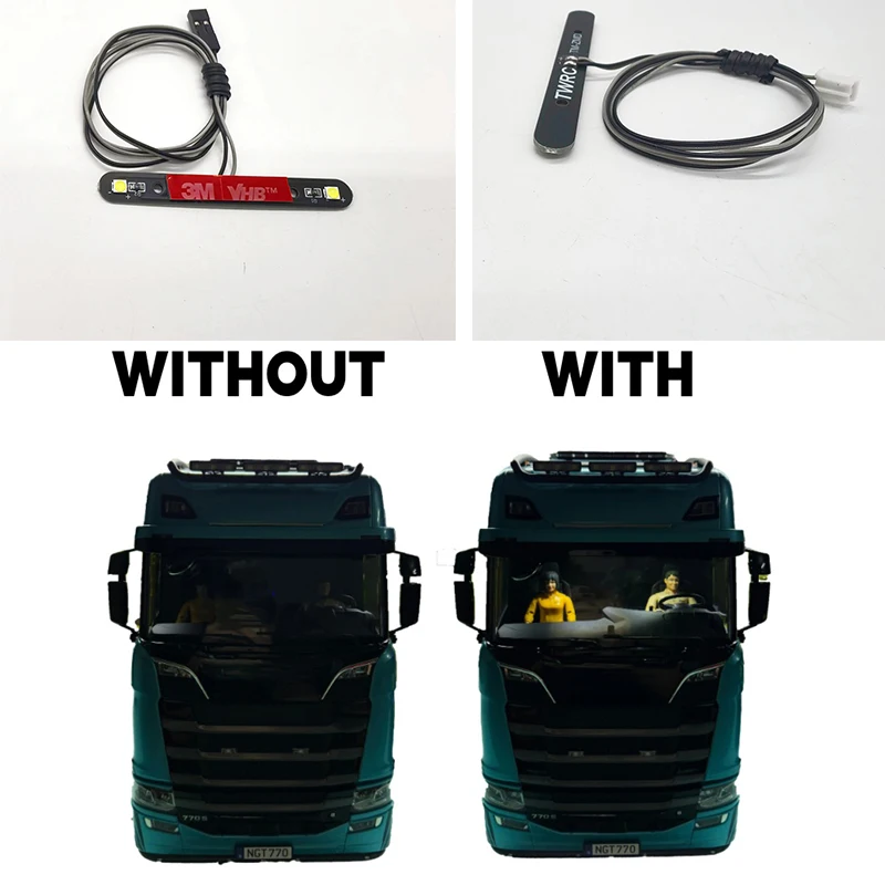 Kabinenbeleuchtung mit Controller, Innenleuchte, LED-Upgrade für 1/14 Tamiya RC, für Scania 770S, MAN, VOLVO, Tipper-LKW – Detail 1