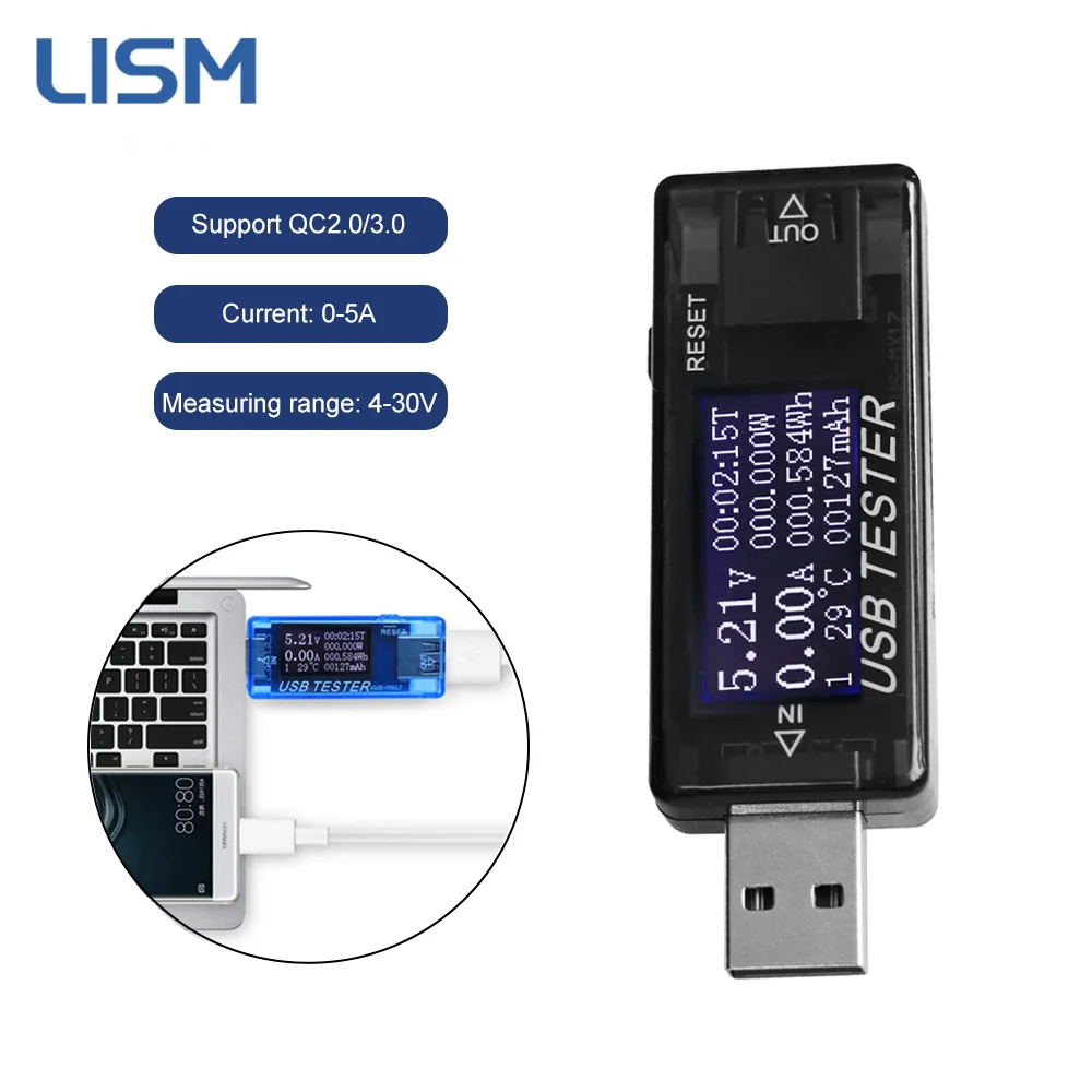 USB Tester Current Voltage Battery Capacity Detector 4V30V Digital