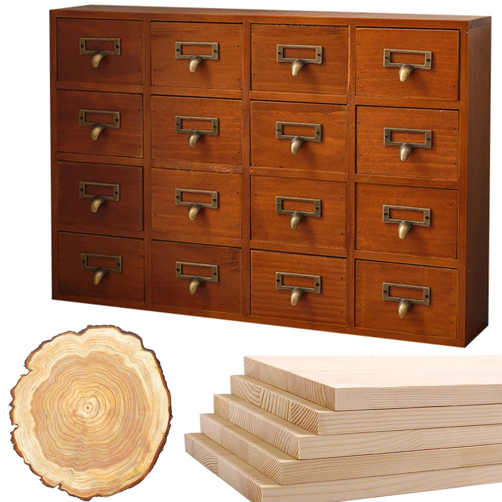 Card Catalog Cabinet with 16 Drawers Traditional Apothecary Cabinet Multifunction Rustic Wood Desk Drawer for Countertop 5