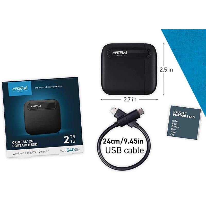  ܺ ָ Ʈ ̺ ߿ X6 500GB 1 ׶Ʈ 2 ׶Ʈ 4 ׶Ʈ ޴ SSD USB 3.2 USB-C to USB-A  ޴ SSD