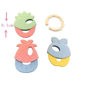 Baby Fruit Style Soft Rubber Rattle Teether Toy Newborn Chews Food Grade Silicone Teethers Infant Training Bed Toy Chew Toys Kid 3