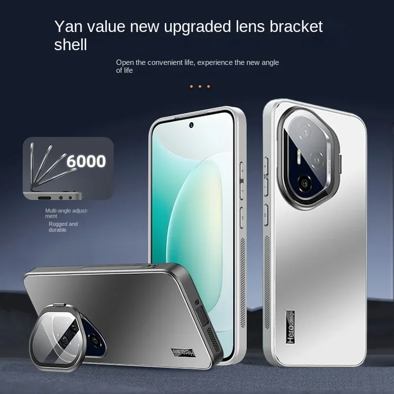 Matte Shockproof Metal Lens Camera Holder Case with Stand