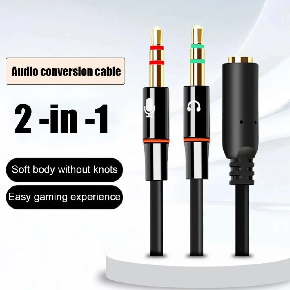 3.5mm Audio Splitter Cable 1 Male to 2 Female Y Splitter for Computer Laptop Headphone Microphone AUX Jack Adapter