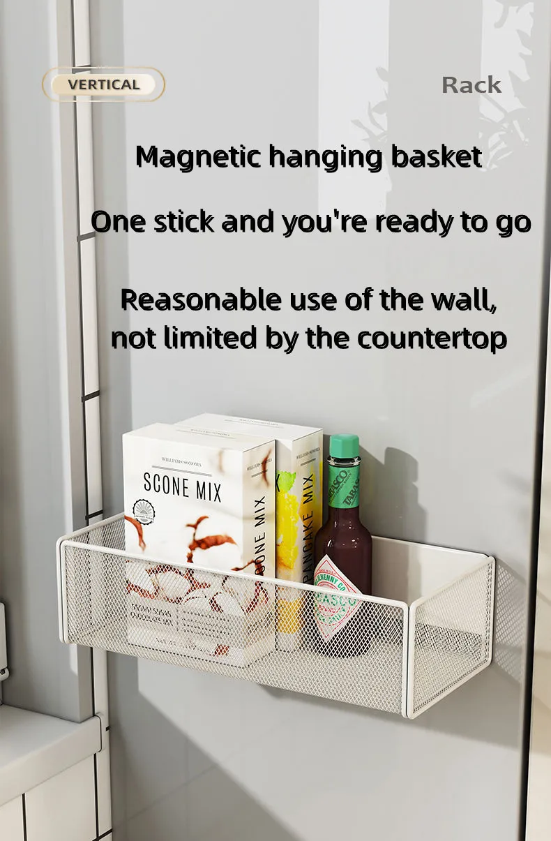 Description Picture 3 of itemHome Refrigerator Shelf Side Storage Magnetic Artifact Side Side Hanging Basket Basket Box Supplies Household Summary Holder