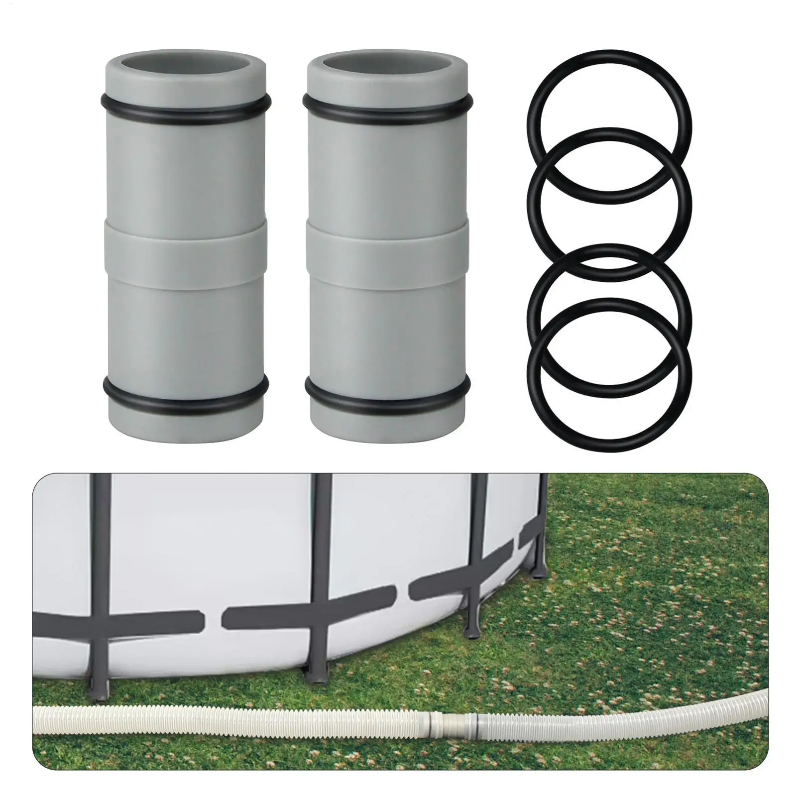 Pool Hose Connector Two-Way Hose Coupling Gadget For 32mm Hose Replacement With Rubber O-Ring for Above Ground Swimming Pool