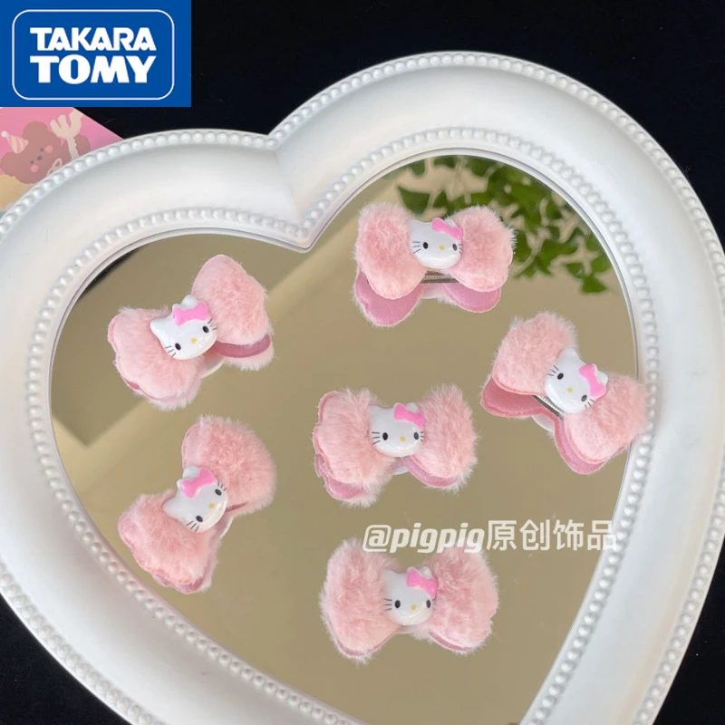 

Милая плюшевая заколка-бант TAKARA TOMY2022 Hello Kitty Girl, милые светильник школьные головные уборы
