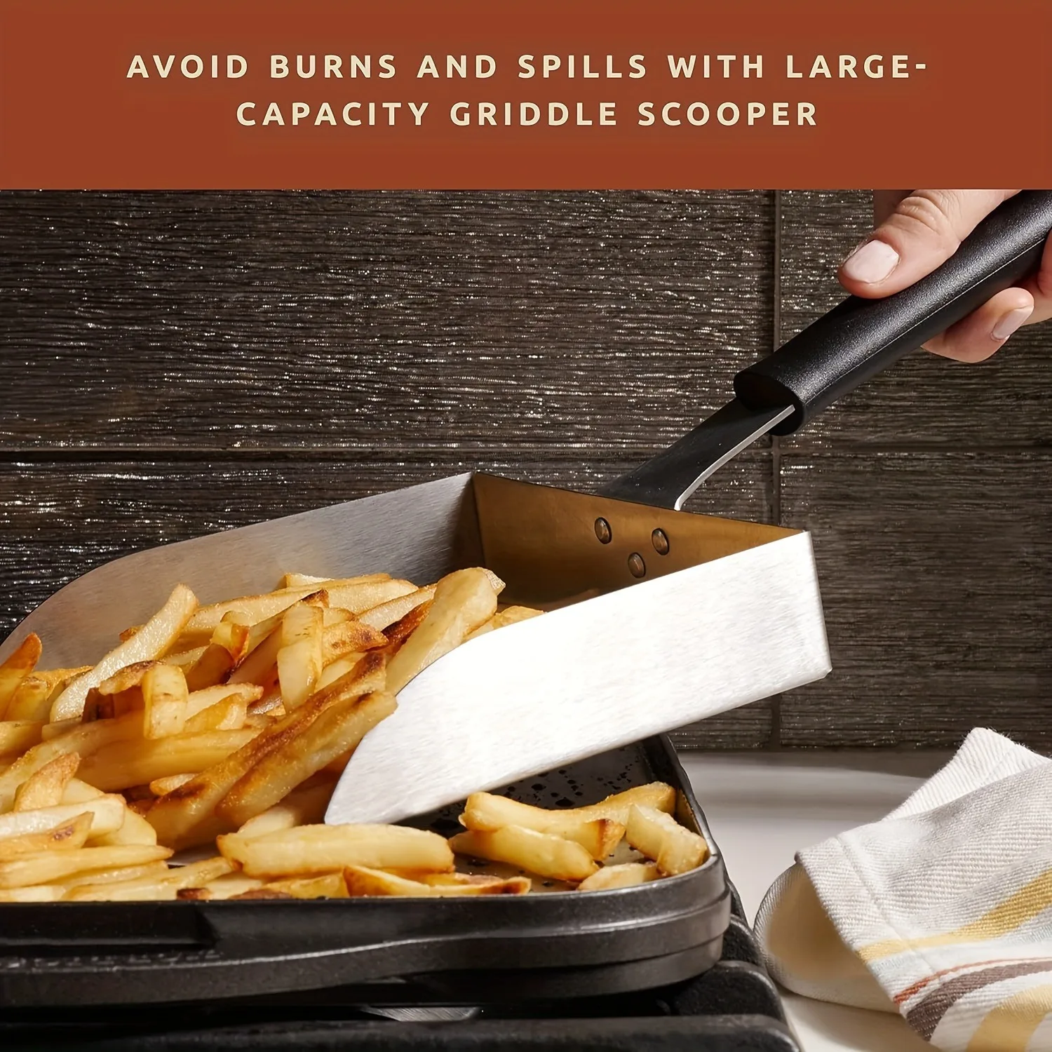 1pc, Large Smash Burger Spatula, Stainless Steel Griddle Food Mover, BBQ Grill Food Shovel Scraper Scoop For Fried