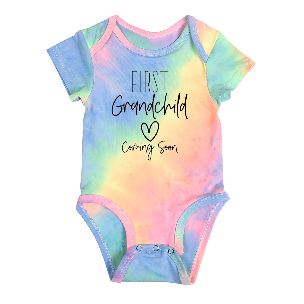 First Grandchild Coming Soon Announcement Newborn Baby Bodysuits Funny Boy Girl Short Sleeve Jumpsuit Gift New Grandparents Baby Bodysuit