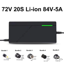72V 충전기 5A 20S 리튬이온 배터리 팩 충전기 84V 5A 지능형 고속 충전 EU / US 플러그 냉각 팬 포함
