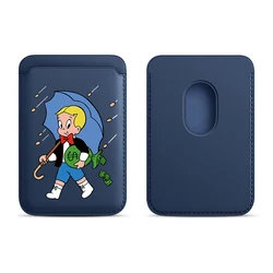Premium Magnetic White PU Leather Wallet Case with Luxury Card Holder Cover (Blue)
