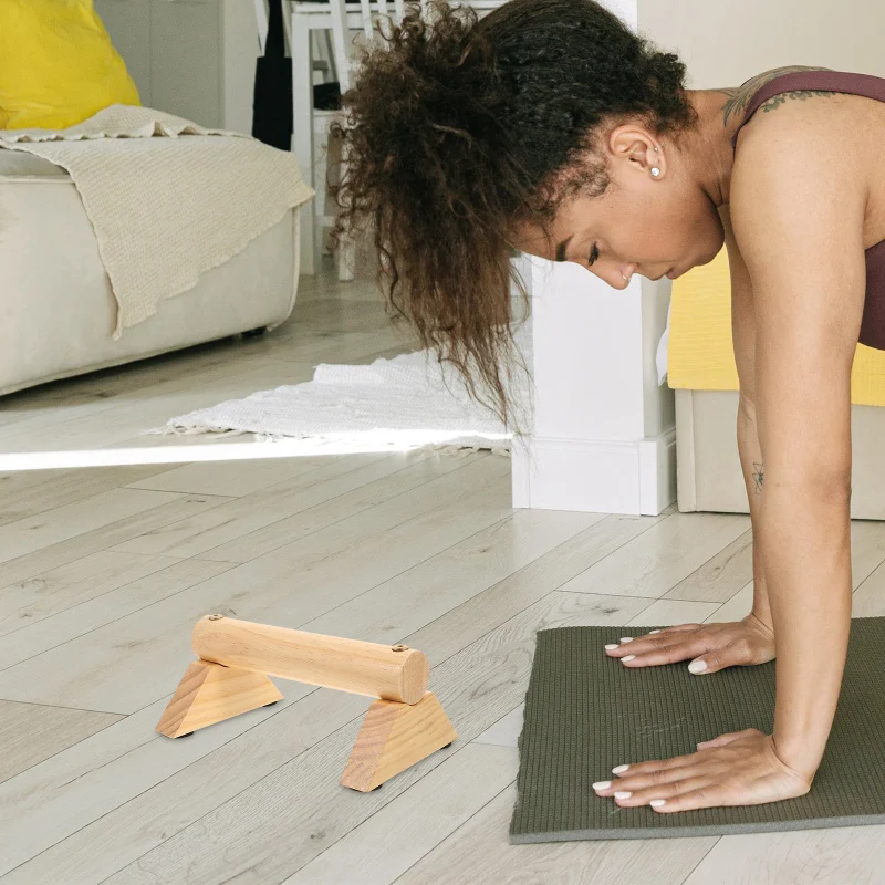 Description Picture 6 of item1 Pair Wooden Push-Up Bar Stands Gym Push Exercise Push-Up Ups Rack Board Fitness Body Building Training Handstand Parallel Rod