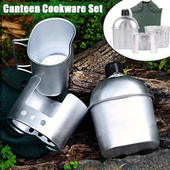 4PC Military Aluminum Canteen Set 1