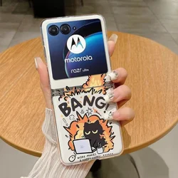 Adorable Cat - Themed Clear Hard Folding Phone Case - Moto Razr 60 (Clear)