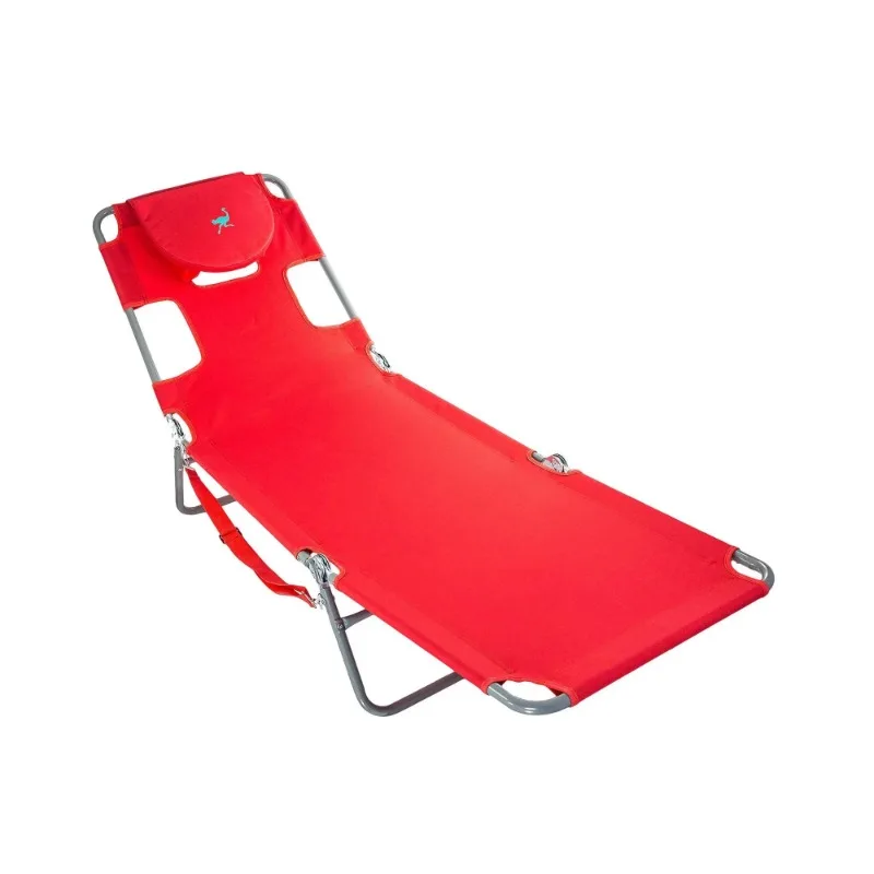 

Lounge Folding Portable Sunbathing Poolside Beach Chair, Red