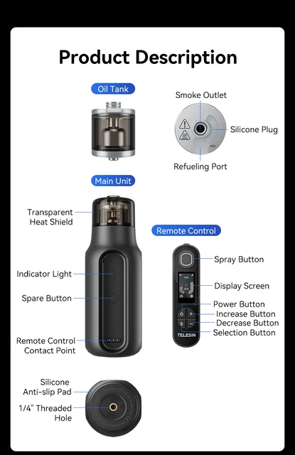 TELESIN C40 40W Portable Hand-Held Fog Machine Dry ice Smoke Effect Powerful Photography Smoke Machine for Film Productions 6