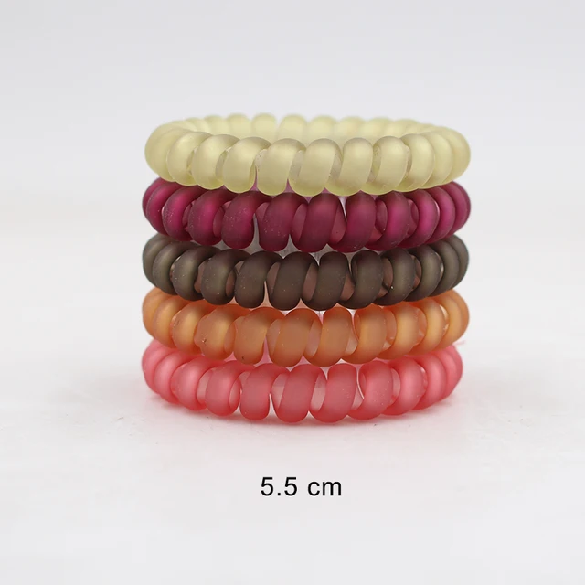 5Pcs/set New Fashion Matt Solid Telephone Wire Elastic Hair Band Frosted Spiral Cord Rubber Band Hair Tie Stretch Head Band Gum Color3big