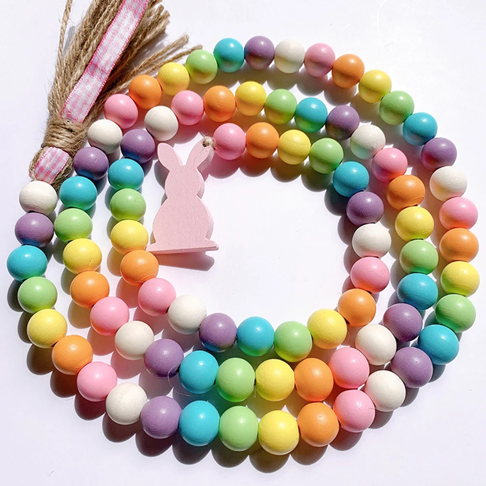 Pastel Candy Colored Wood Easter Beads for Farmhouse Garland, Easter G