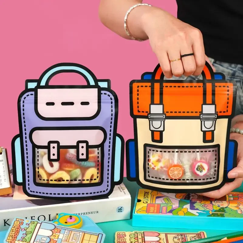 DIY 쿠키 선물 포장 플라스틱 밀봉 가방, 학교 가방 모양 사탕 가방 ..., حجم الصورة 800x800