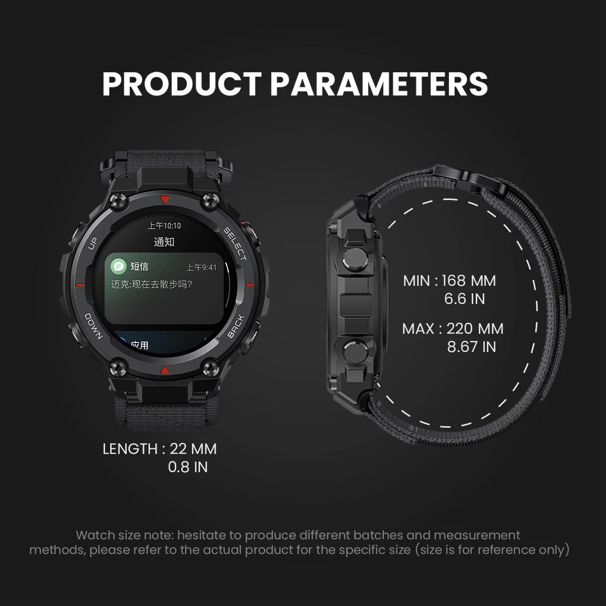 Taktisches Nylonband für Huami Amazfit T-Rex 2 3/Ultra, elastisches Schlaufenband für Amazfit Trex Pro/T-Rex Smartwatch Sportarmband – Detail 5