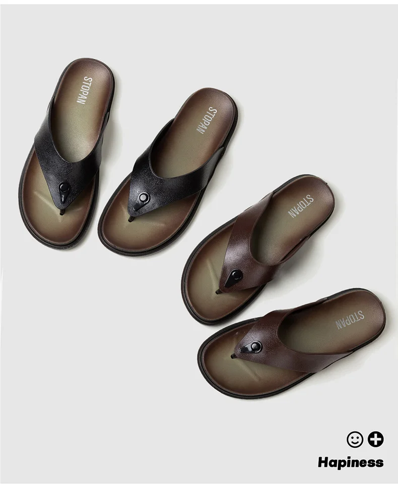2024 New Summer Men's PVC Flip-Flops Non-Slip Casual Outdoor Wear Fashion Thick-Soled Beach Shoes Soft Comfortable Men Slippers