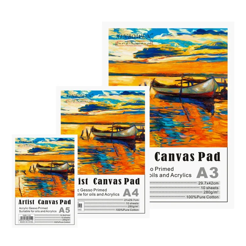 Artist Painting Canvas Pad A4/A5 280 GSM Cotton 10Sheet Paper Oil Painting Sketchbook Board