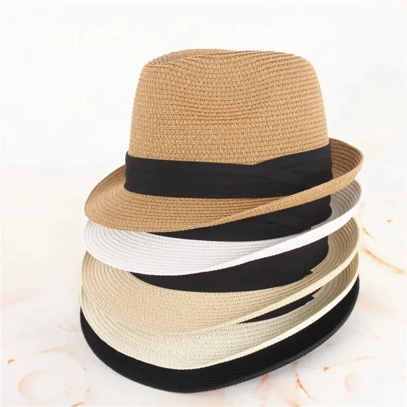Straw Hat 1PC Summer Unisex Outdoor Vacation Beach Panama Style Flat Top