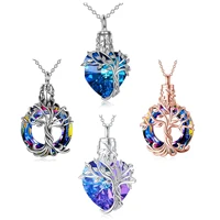 Cremation Jewelry Tree of Life Urn Necklace for Ashes with Crystal Memorial Keepsake Jewelry w/Funnel Filler Gifts for Women 1