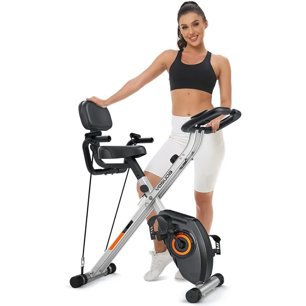 

Folding Exercise Bike for Seniors 330LB/270LB Capacity, Magnetic X-Bike with 16-Level Resistance, Back Support Cushion,Fitness